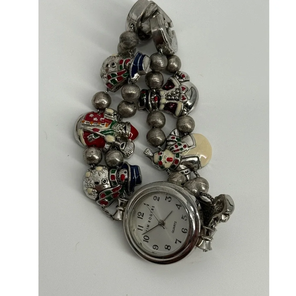Kim Rogers Christmas Charm Bracelet Watch Santa Snowman Kitsch Holiday Y2K 25680